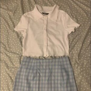 Shein skirt set blue and white